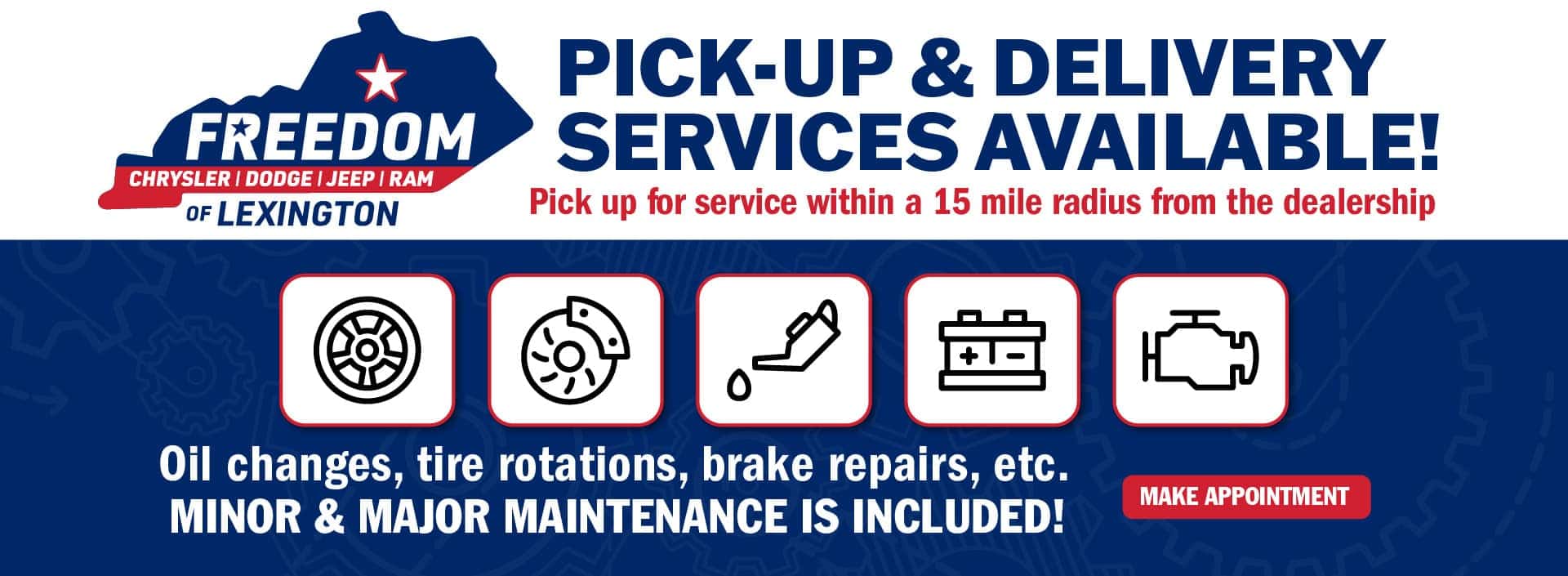 Pickup & Delivery at Freedom Chrysler Dodge Jeep Ram of Lexington in Lexington, KY